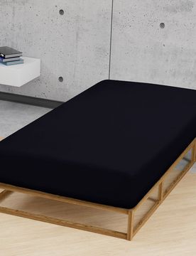 Feinjersey-Spannbetttuch schwarz, 1x 180x200 cm - 200x200 cm
