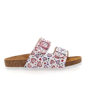 Ciabatte bianche con stampa cuori e doppia fibbia 257A312SR 32 - PITTARELLO BIO - FashionsVida
