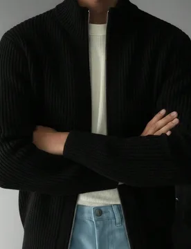 Suéter de punto con cremallera de corte holgado de moda para hombre otoño/invierno - Shein - FashionsVida