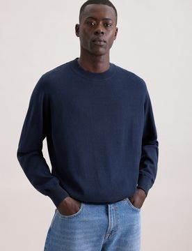 Regular Pullover Uni Blau L