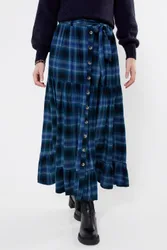 Women's Button Down Plaid Maxi Skirt in Blue Size: 20 - Blue - Size: 20