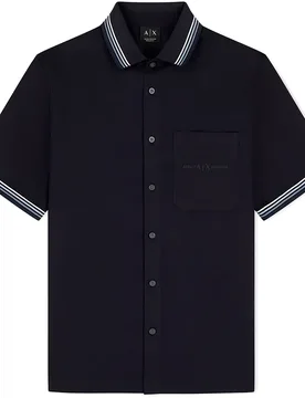 Exchange Chemise à Manches Courtes Xm002110_af22640 Deep Navy M - Giorgio Armani - FashionsVida