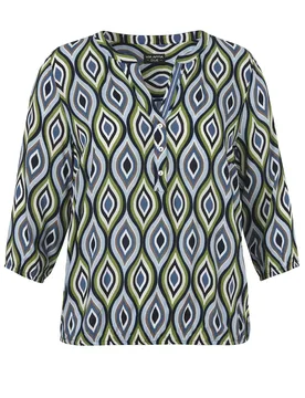 Bluse V-Ausschnitt 3/4 Arm Druck female - 54 - FashionsVida