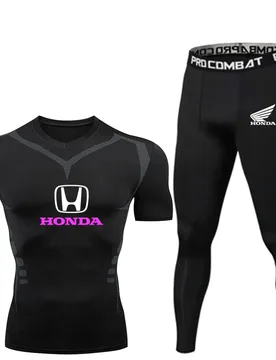 Honda motorcycle men's tight fitting quick drying two-piece set, long sleeved top, long pants, motorcycle riding suit, fitness a - Aliexpress - FashionsVida