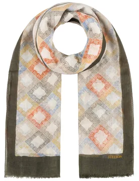Rhombus Light Wool Summer Scarf by - olive - Female - Size: One Size - Stetson - FashionsVida