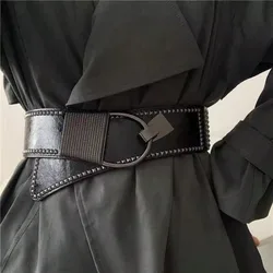 Cinturón ancho elegante, banda elástica negra de moda para la cintura, accesorio para abrigos y vestidos