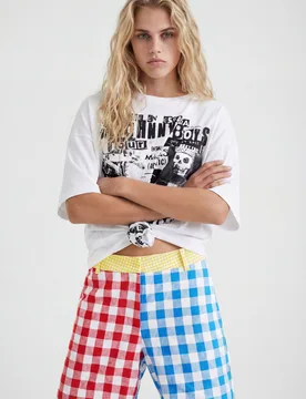 Pantalon court à carreaux Johnson Hartig MATERIAL FINISHES XS female - Desigual - FashionsVida