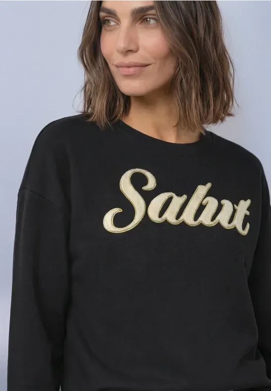 Langarm Sweatshirt mit Artwork female Schwarz - Street One - FashionsVida