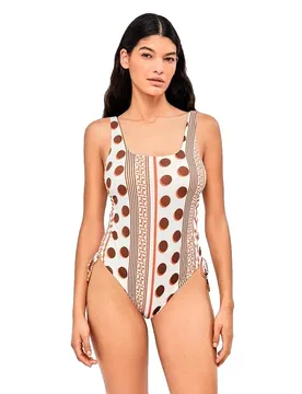 Maillot De Bain Geometric Print Square Neckline