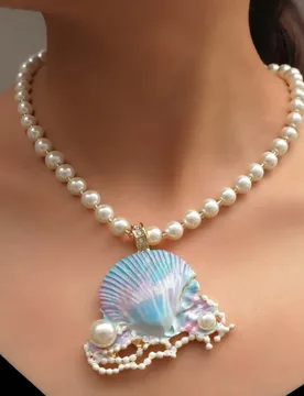 New Classic Jewelry Retro Colorful Shell Marine Life Design Exaggerated Personality and Fun Light Luxury Niche Fashion Necklace - Aliexpress - FashionsVida