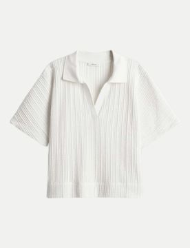 Poloshirt in Strickoptik Sepoko Weiß 42