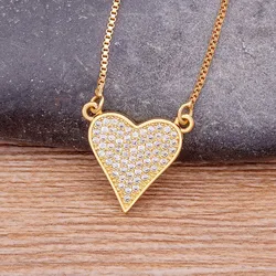 Nidin New Arrival Classic Gold Plated Heart Pendant Necklace for Womens Girls Romantic Love Chain Choker Wedding Jewelry Gift