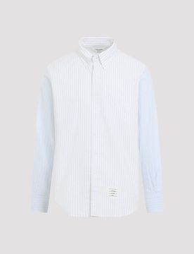 Men's Straight-Fit Cotton Button-Down Shirt with Long Sleeves