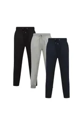 Pack Mens Cuffed Joggers with Logo Badge