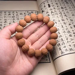 Luxury hand-woven Beijing octagonal small walnut bracelet with phoenix feather and monkey head pumpkin beads, unisex single-loop