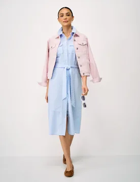 Pure Cotton Striped Midi Shirt Dress Light Blue Mix female - Crew Clothing - FashionsVida