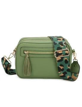 Tassel Zip Crossbody Bag with Canvas Strap - Grape - Size: One Size - Fontanella Fashion - FashionsVida