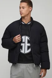 Herren Tall Mono Gepolsterte Oversized Bomberjacke Black Größe XL