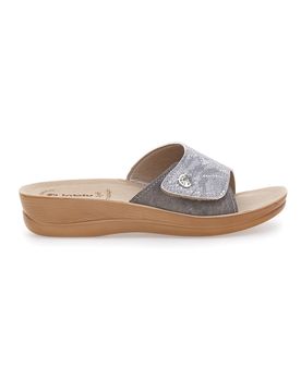 Ciabatte grigie con plantare comfort e suola zeppa 66VR 35