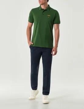 Pantaloni chino Brad blu in micro armatura di cotone stretch - Michael Coal - FashionsVida