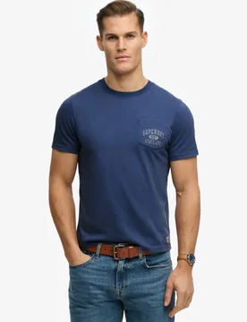 Superdry Herren Vintage Prep T-shirt mit Tasche Blue - Größe: L - 39.99 - FashionsVida