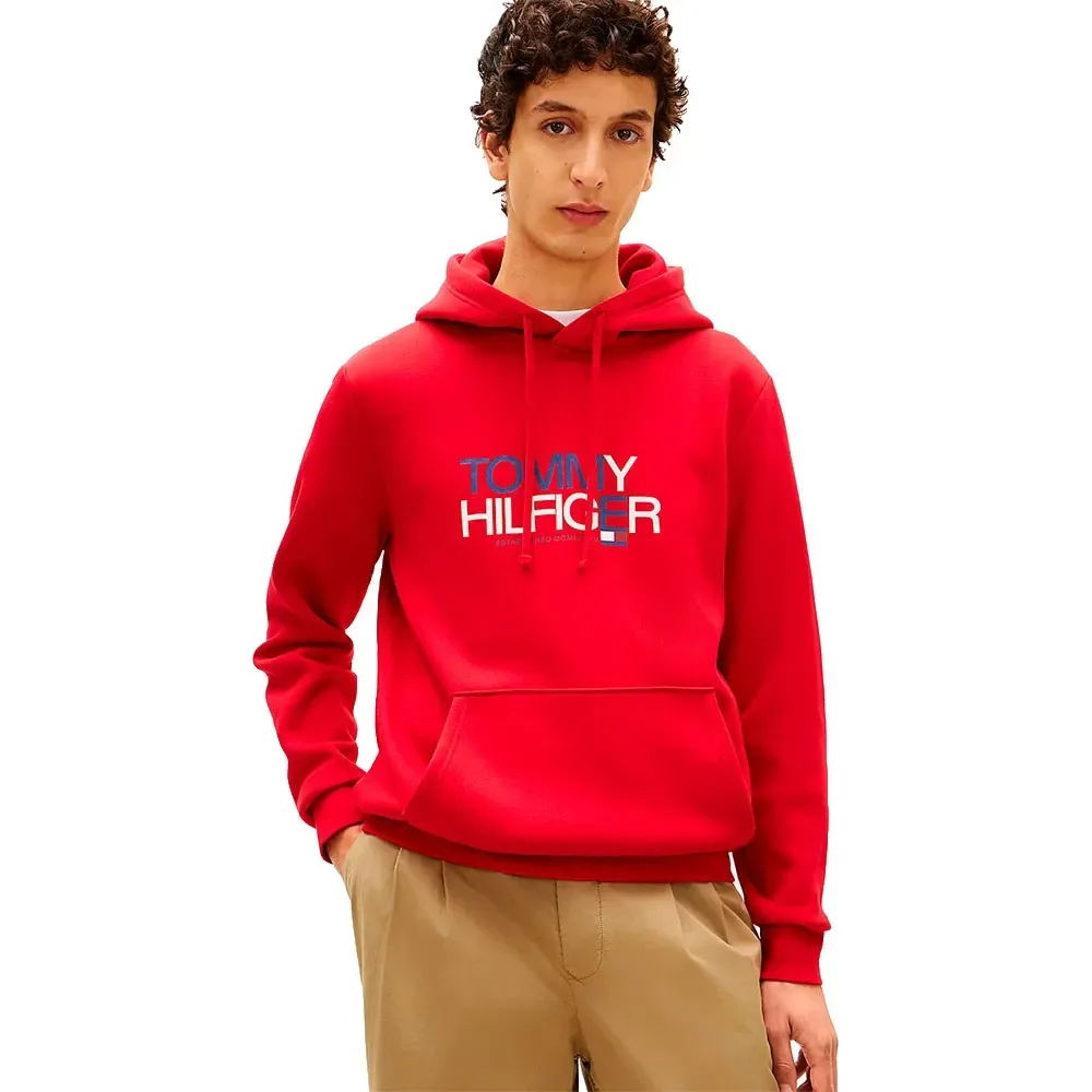 Felpa Con Cappuccio Brand Love Big Text Medium Red S - Tommy hilfiger - FashionsVida