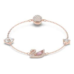 Braccialetto Swan, Cigno, Rosa, Finitura oro rosa 18K M