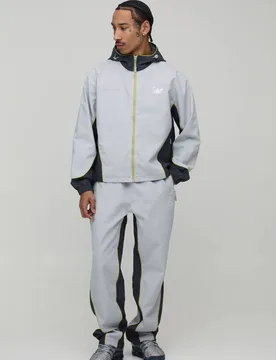 Herren Entspannter Softshell-Trainingsanzug Mit Kontrastierenden Einsätzen Und Durchgehendem Reißverschluss Mit Kapuze Grey Größe XS - boohooMAN - FashionsVida