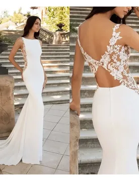 Sexy Mermaid Wedding Dress 2026 Scoop Sleeveless Lace Appliques Open Back Bridal Bride Grown Beach Vestidos De Novia - Aliexpress - FashionsVida