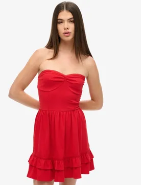 Superdry Damen Bandeau-minikleid mit Spitze im 50er-Jahre-Stil Rot - Größe: 34 - 79.99 - FashionsVida