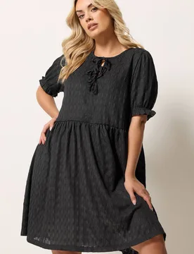 Women's Bow Front Mini Dress in Black Size: 14 - Black - Size: 14 - Yours - FashionsVida