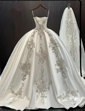 Custom Luxury Satin Spaghetti Strap Ball Gown Wedding Dress 2026 Elegant Beaded Bridal Gown Plus Size Vestido De Novia - Aliexpress - FashionsVida