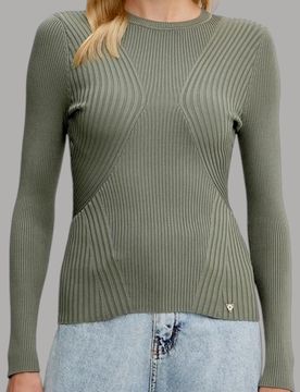 Maglione verde a coste W5YR08 Z0040 G831