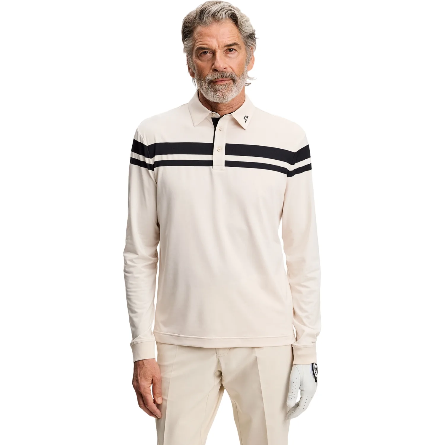 Polo Kenny Stripe, langarm, beige xl - J.lindeberg - FashionsVida