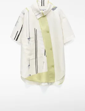 Camisa de mujer estampada oversize asimétrica - Adolfo Dominguez - FashionsVida