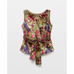 Top sin mangas cuello caja tejido devoré multicolor de mujer