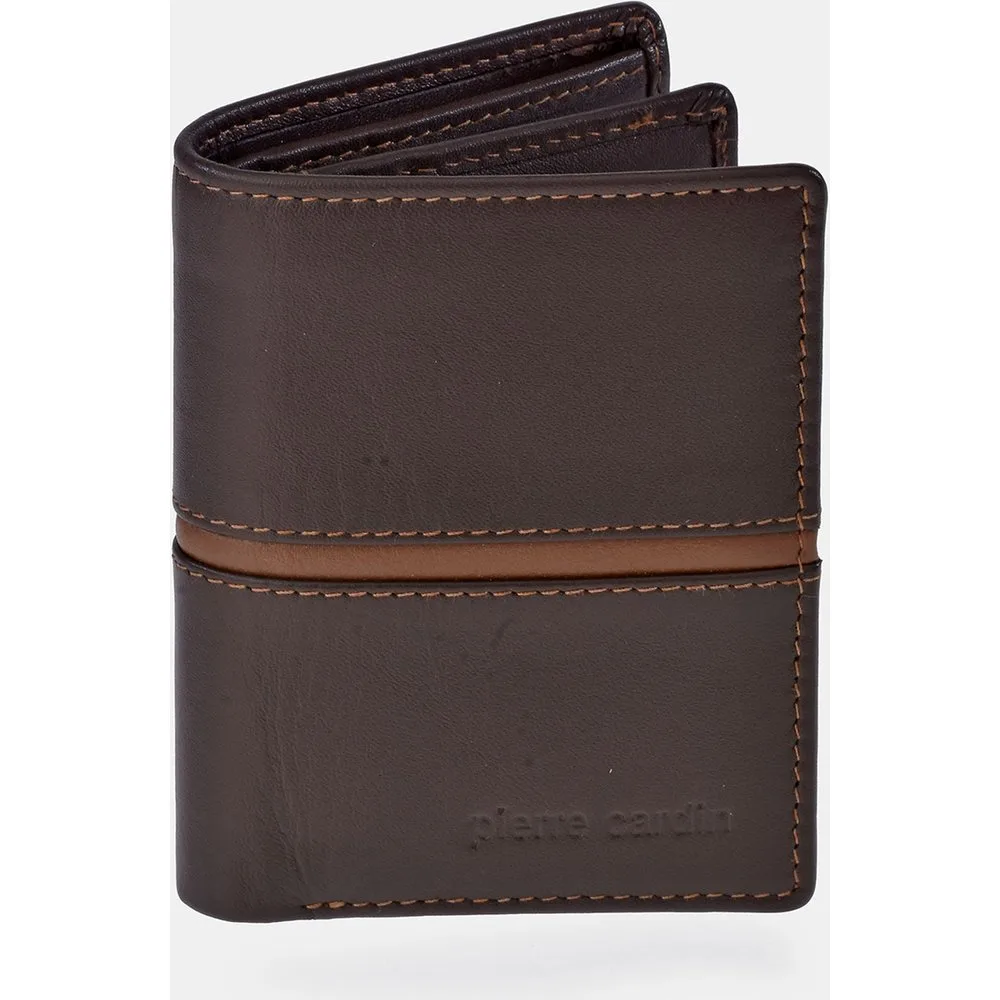 Cartera compacta en piel color negro-burdeos para hombre - Pierre Cardin - FashionsVida