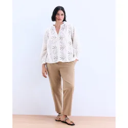 Pantalón liso recto de mujer