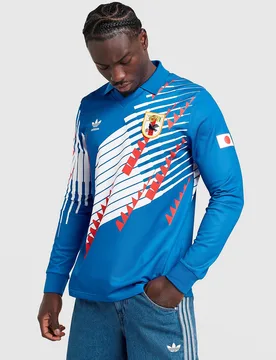 Mens Prima Maglia Retro Manica Lunga Giappone 1993 - Blu, blu blu Uomo taglia S - Adidas - FashionsVida