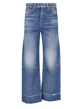 Chloé Women's 100% Cotton Denim Jeans with Calf Leather Patch Pockets