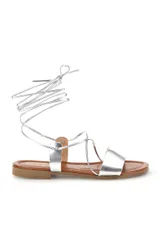 Sandali argento in vera pelle con lacci 711BIS 36