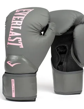 Gants De Boxe En Cuir Synthétique Elite 2 Grey / Pink 12 oz - Everlast - FashionsVida