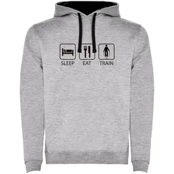 Sweat à Capuche Sleep Eat And Train Two-colour Heather Grey / Black L