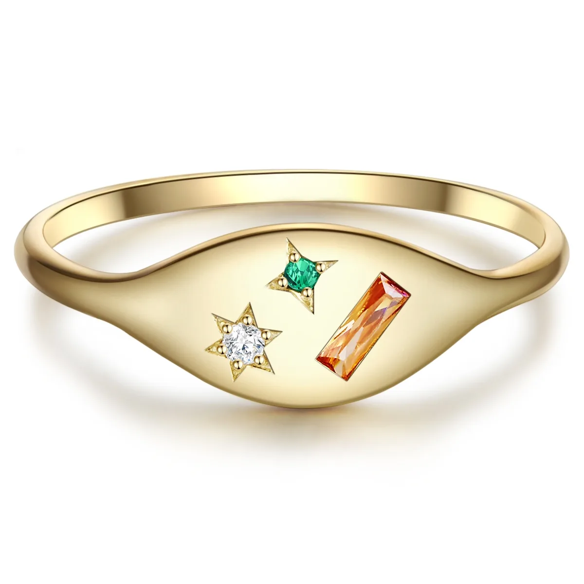 Womens Sterling Silver Ring - Gold - Size M - Glanzstücke München - FashionsVida