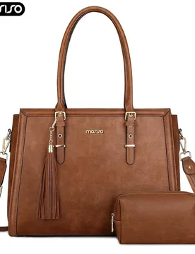 Vintage PU Leather Laptop Tote Bag for Women 15.6 inch Large Capacity Business Work Handbag Cross body Laptop Shoulder Bags - Aliexpress - FashionsVida