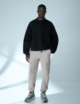 Pantalon Cargo Slim Fit Technique S Gris - Bershka - FashionsVida