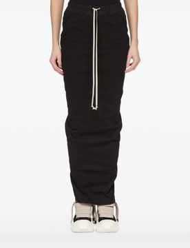 Heavy Cotton T-Shirt Skirt with Drawstring Waist, Side Pockets & Draped Center Slit