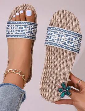Nuevas Pantuflas De Lino De Malla Negra Y Encaje Transpirable Para El Hogar, Pantuflas De Lino Estilo Princesa Para Mujer - Shein - FashionsVida