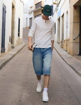 Bermuda Jean Skater 34 Bleu Lavé