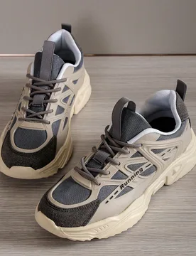 Zapatillas deportivas gruesas para hombre, zapatillas con cordones de bloques de color, zapatos deportivos de punta redonda para exteriores, zapatos d - Shein - FashionsVida